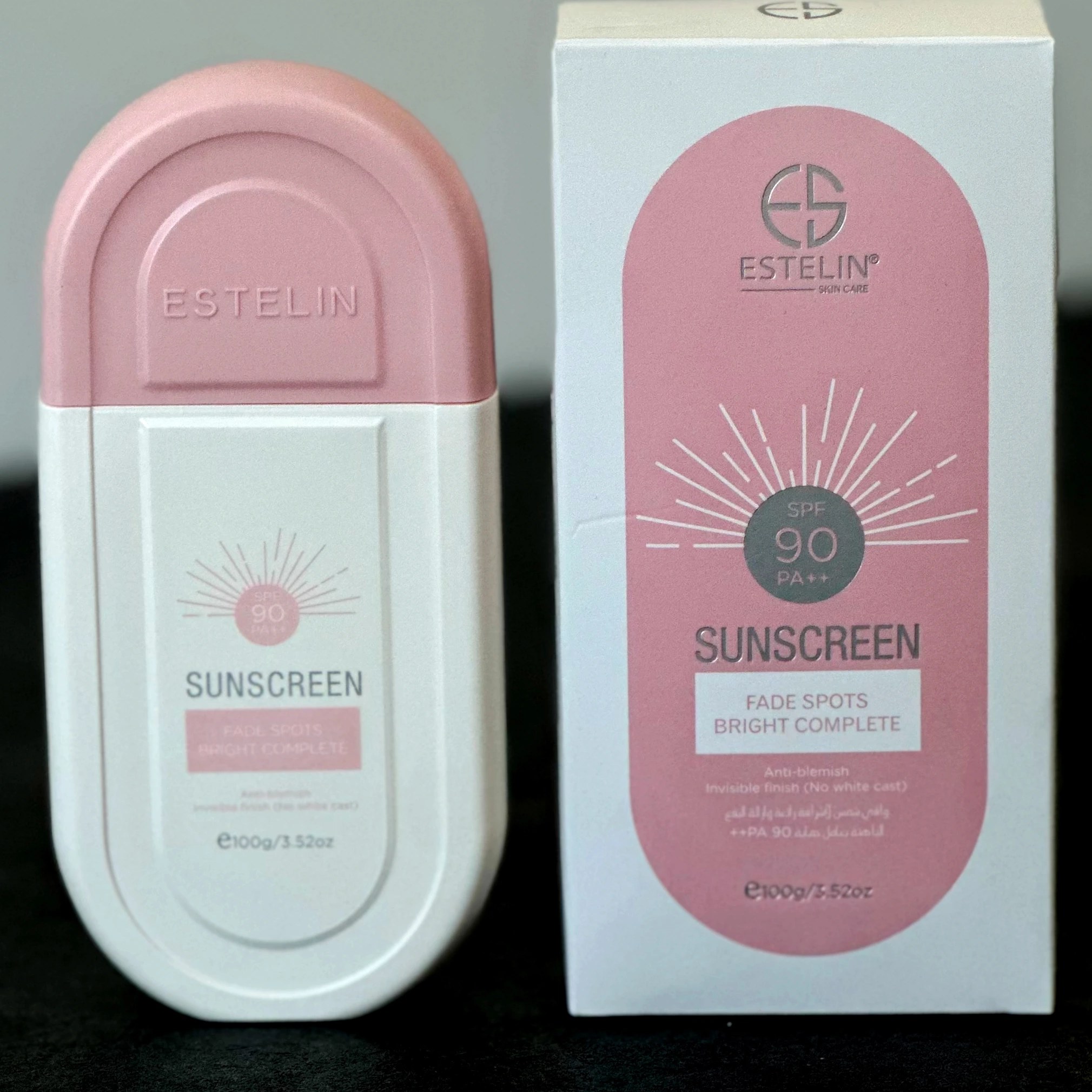 ضدآفتاب استلین صورتی بی رنگ ضدلک و ضد التهاب spf90 وزن ۱۰۰میل بزرگ